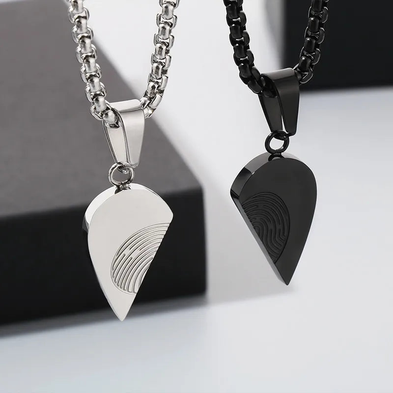 1 Piece 1 Pair 20*12mm 600*3mm 304 Stainless Steel 18K Gold Plated Fingerprint Heart Shape Pendant Chain