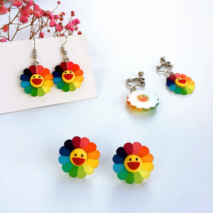 1 Piece 1 Pair Cartoon Style Flower Resin Women's Ear Clips Ear Studs Ear Hook