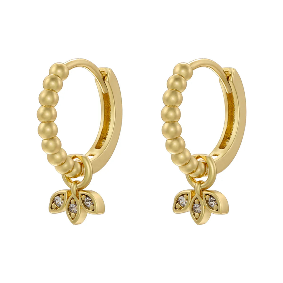 1 Piece 1 Pair Elegant Shamrock Round Plating Inlay Copper Artificial Pearls Zircon 18k Gold Plated Dangling Earrings