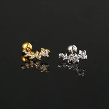 1 Piece 1 Pair Elegant Streetwear Geometric Inlay Copper Zircon Ear Studs