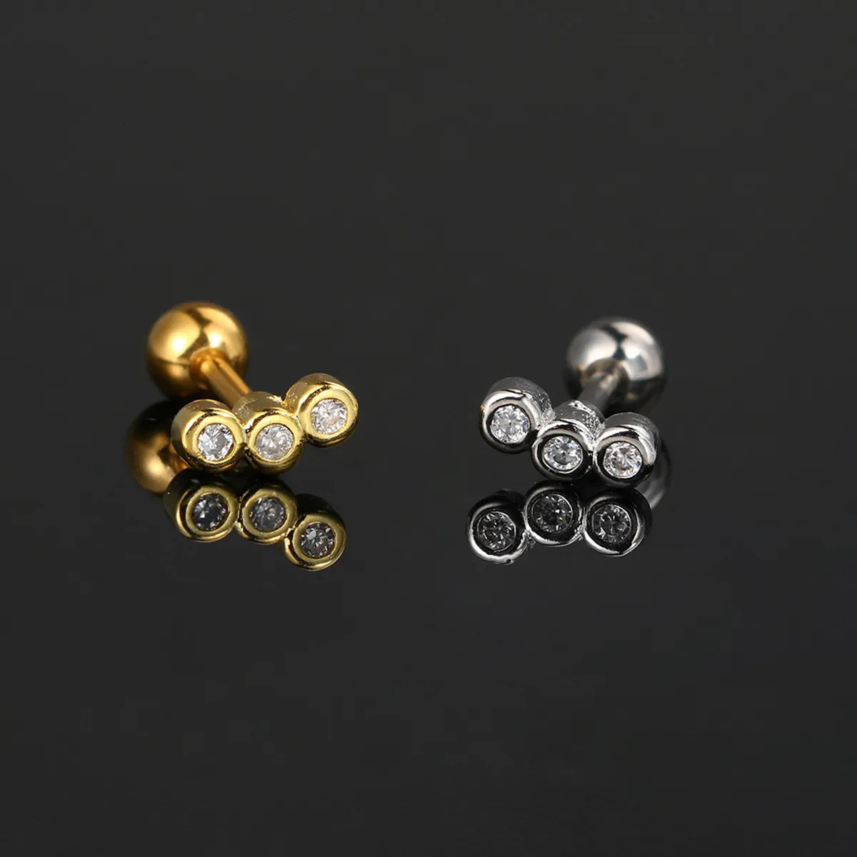 1 Piece 1 Pair Elegant Streetwear Geometric Inlay Copper Zircon Ear Studs