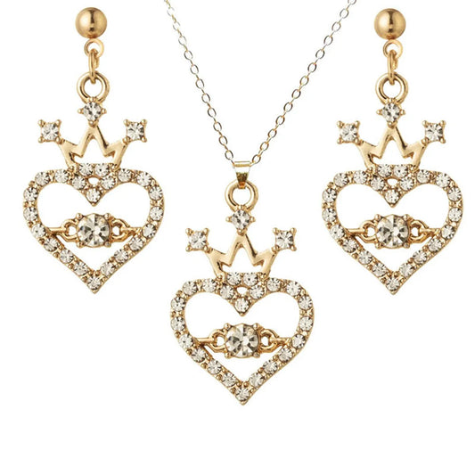 1 Piece 1 Pair Fashion Heart Shape Alloy Plating Inlay Artificial Rhinestones Women's Earrings Necklace