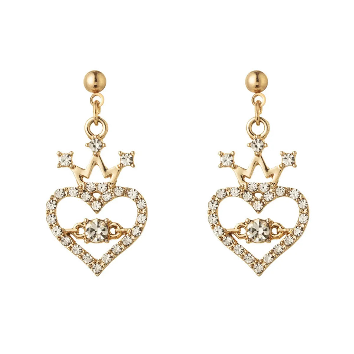 1 Piece 1 Pair Fashion Heart Shape Alloy Plating Inlay Artificial Rhinestones Women's Earrings Necklace