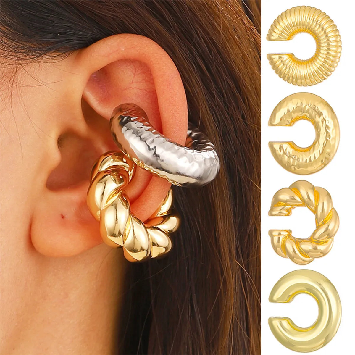 1 Piece 1 Pair IG Style Basic Modern Style C Shape Geometric Plating CCB Alloy Ear Cuffs