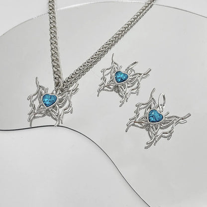 1 Piece 1 Pair Punk Butterfly Alloy Inlay Artificial Crystal Women'S Pendant Necklace