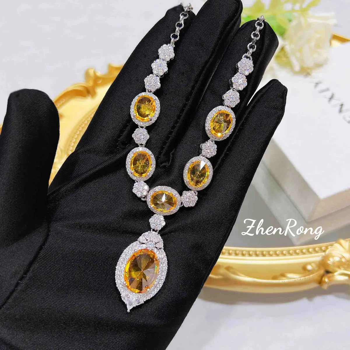 1 Piece 1 Pair Retro Geometric Copper Plating Artificial Gemstones Women's Rings Earrings Necklace