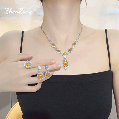 1 Piece 1 Pair Retro Geometric Copper Plating Artificial Gemstones Women's Rings Earrings Necklace