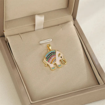 1 Piece 1 PCS/Package Hole 10mm+ Copper Zircon 18K Gold Plated Animal Pendant