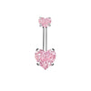 1 Piece 1 Set Belly Rings Hip-Hop Heart Shape 316 Stainless Steel  Inlay Zircon Belly Rings