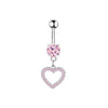 1 Piece 1 Set Belly Rings Hip-Hop Heart Shape 316 Stainless Steel  Inlay Zircon Belly Rings