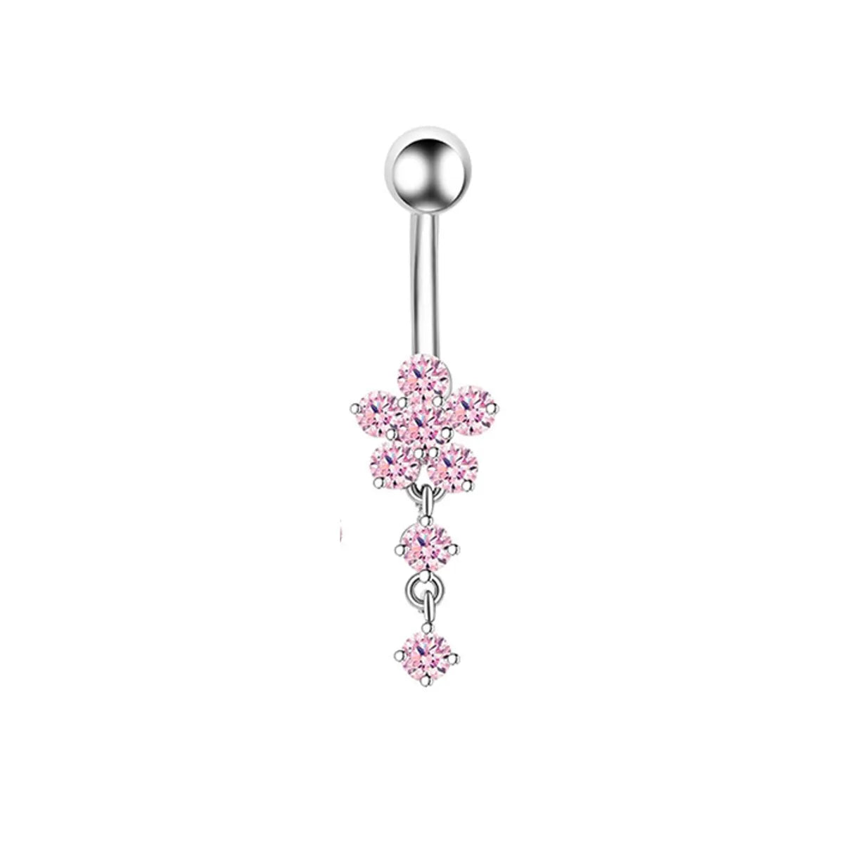 1 Piece 1 Set Belly Rings Hip-Hop Heart Shape 316 Stainless Steel  Inlay Zircon Belly Rings