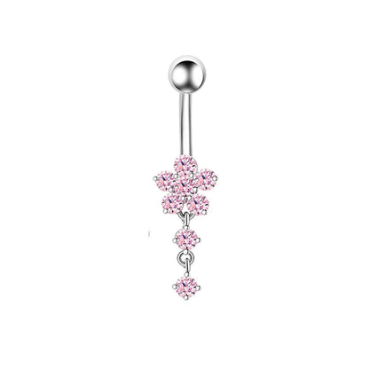 1 Piece 1 Set Belly Rings Hip-Hop Heart Shape 316 Stainless Steel  Inlay Zircon Belly Rings