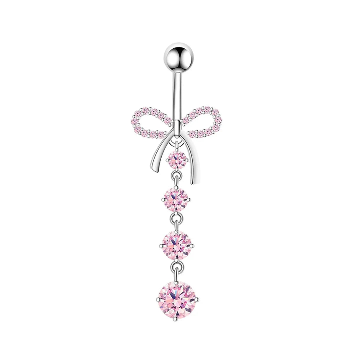 1 Piece 1 Set Belly Rings Hip-Hop Heart Shape 316 Stainless Steel  Inlay Zircon Belly Rings