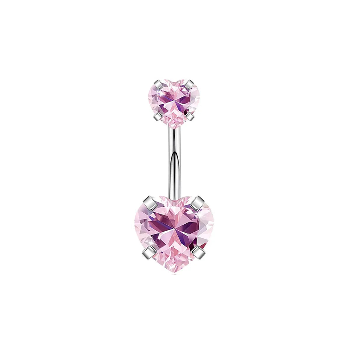 1 Piece 1 Set Belly Rings Simple Style Heart Shape 316 Stainless Steel  Inlay Zircon Belly Rings