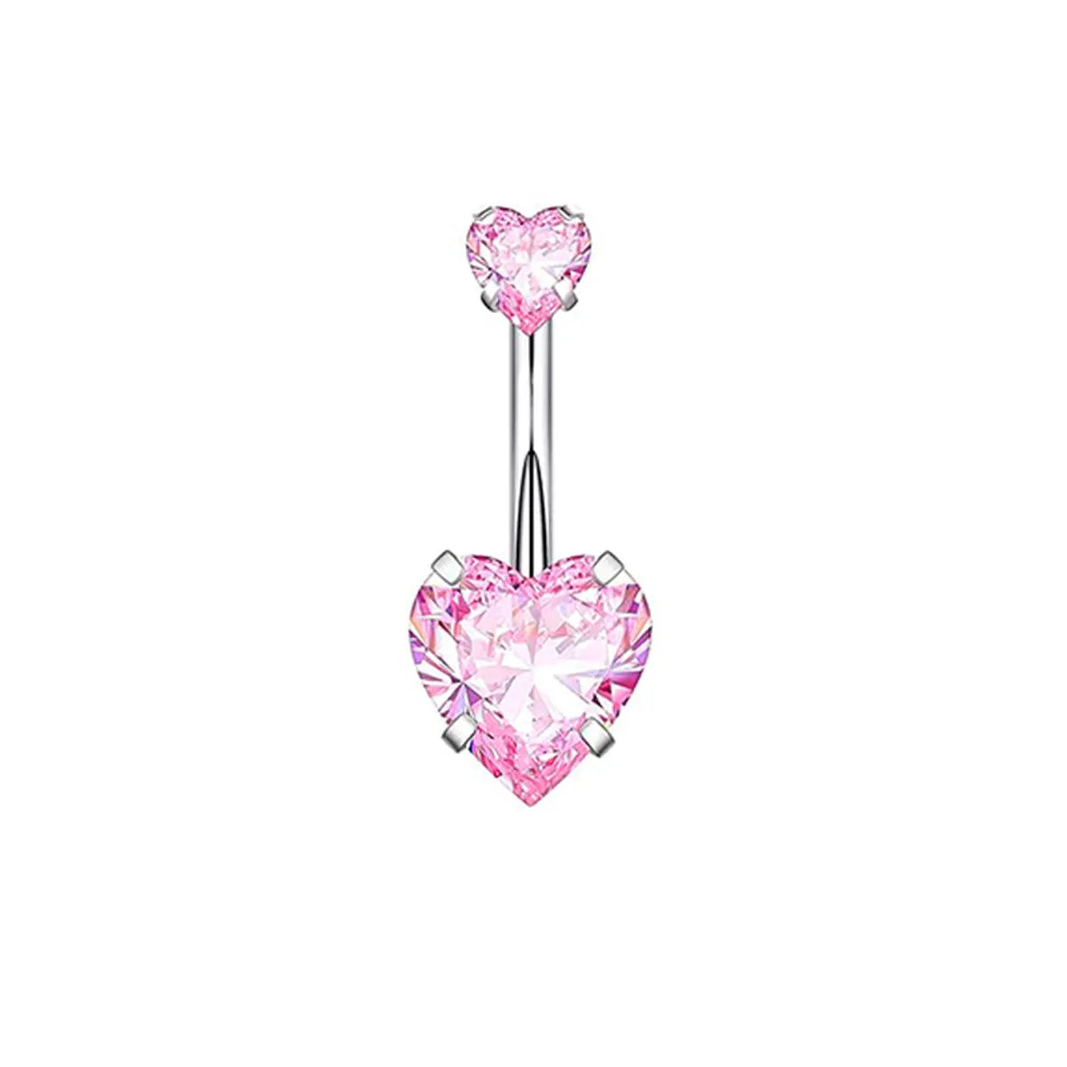 1 Piece 1 Set Belly Rings Simple Style Heart Shape 316 Stainless Steel  Inlay Zircon