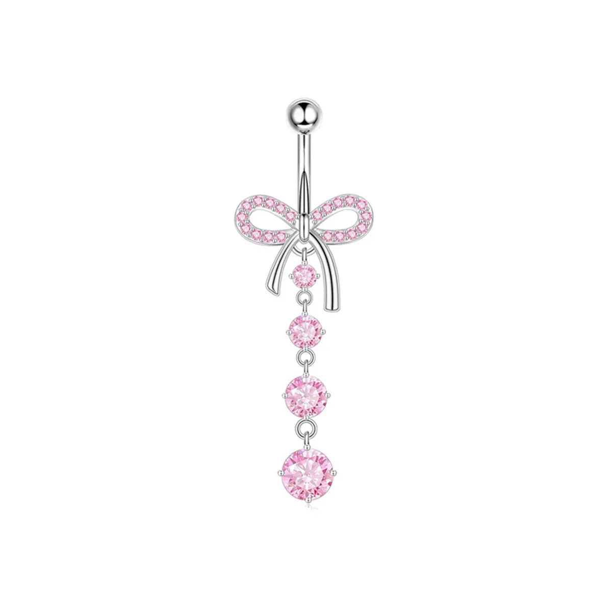 1 Piece 1 Set Belly Rings Sweet Simple Style Shiny Heart Shape Butterfly Bow Knot 316 Stainless Steel  Copper Inlay Zircon