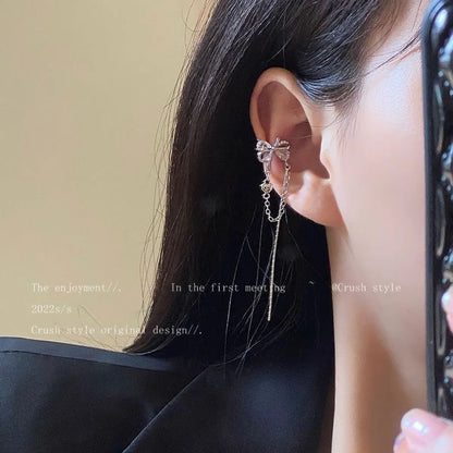 1 Piece 1 Set IG Style Simple Style Star Heart Shape Solid Color Hollow Out Inlay Alloy Rhinestones Ear Cuffs