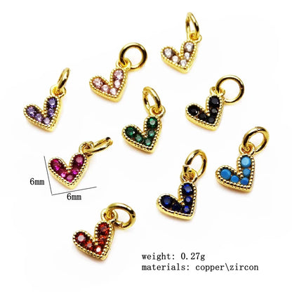 1 Piece 10*10mm 6*6mm Copper Zircon Heart Shape Pendant