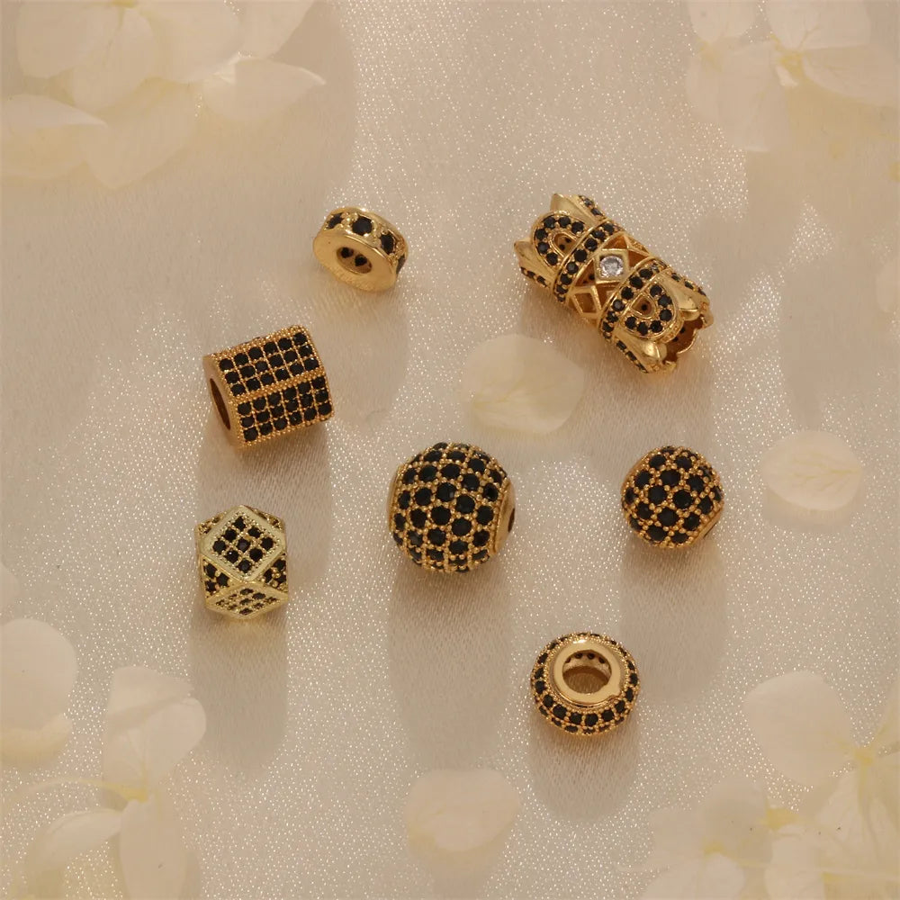 1 Piece 10*10mm 8 * 15mm 8 * 8mm Hole 3~3.9mm Copper Zircon 18K Gold Plated Geometric Beads