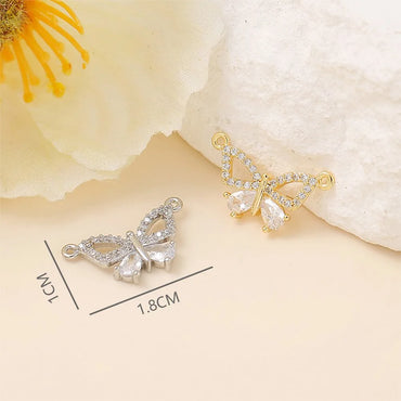 1 Piece 10 * 18mm Copper Zircon 18K Gold Plated White Gold Plated Butterfly Polished Pendant