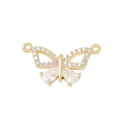 1 Piece 10 * 18mm Copper Zircon 18K Gold Plated White Gold Plated Butterfly Polished Pendant