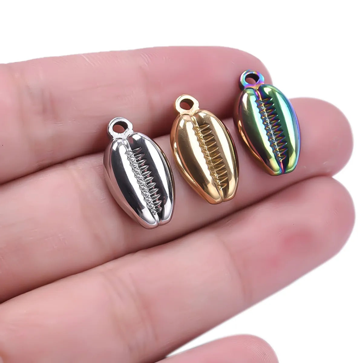 1 Piece 10*18MM Hole 1~1.9mm 304 Stainless Steel 18K Gold Plated Shell Polished Pendant