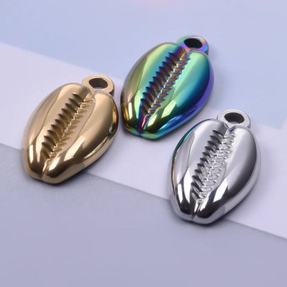 1 Piece 10*18MM Hole 1~1.9mm 304 Stainless Steel 18K Gold Plated Shell Polished Pendant