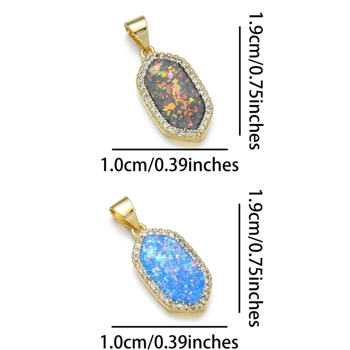 1 Piece 10*19mm 22*10mm Copper Zircon 18K Gold Plated Geometric Polished Pendant