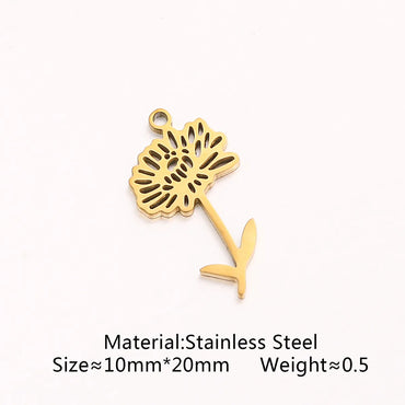 1 Piece 10 * 20mm 304 Stainless Steel Flower Pendant