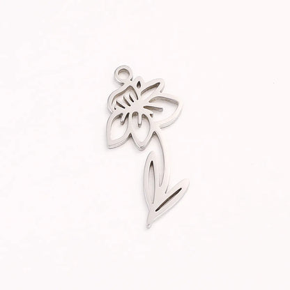 1 Piece 10 * 20mm 304 Stainless Steel Flower Pendant