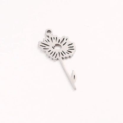 1 Piece 10 * 20mm 304 Stainless Steel Flower Pendant