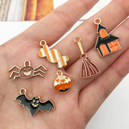 1 Piece 10 * 23mm 12 * 15mm 18 * 20mm Alloy Pumpkin Spider Ghost Pendant