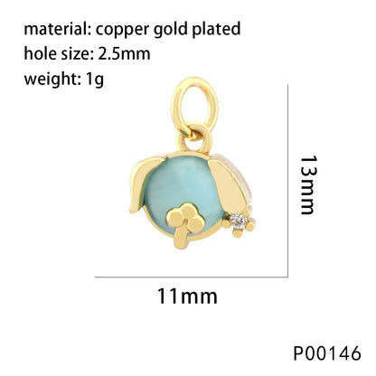 1 Piece 10*29mm Copper Zircon 18K Gold Plated Rabbit Animal Dog Pendant Chain