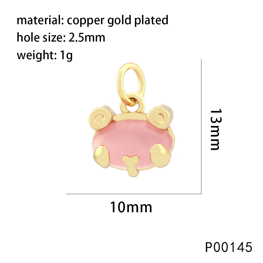 1 Piece 10*29mm Copper Zircon 18K Gold Plated Rabbit Animal Dog Pendant Chain