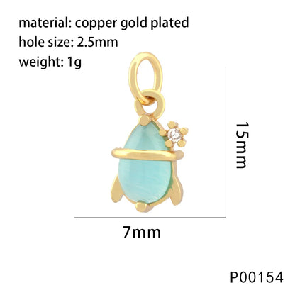 1 Piece 10*29mm Copper Zircon 18K Gold Plated Rabbit Animal Dog Pendant Chain