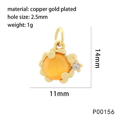 1 Piece 10*29mm Copper Zircon 18K Gold Plated Rabbit Animal Dog Pendant Chain