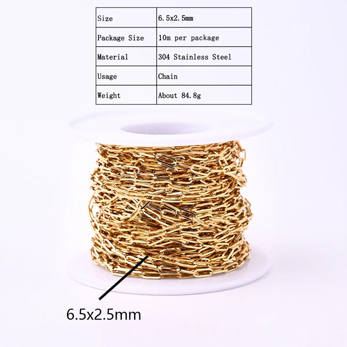 1 Roll 10*5.5mm 12*6.5mm 304 Stainless Steel 18K Gold Plated Solid Color Polished Chain