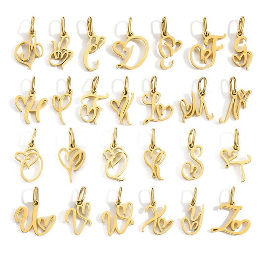 1 Piece 10*9mm 304 Stainless Steel Gold Plated Letter Polished Pendant