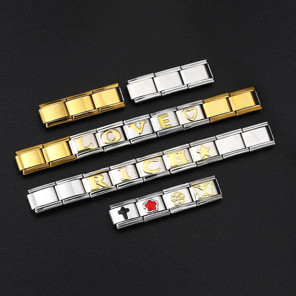 1 Piece 10*9mm 304 Stainless Steel Gold Plated Number Polished Bracelet Module