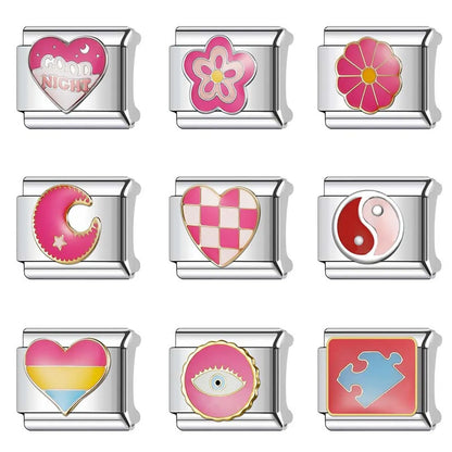 1 Piece 10*9mm 304 Stainless Steel Heart Shape Eye Flower Polished Italian Charms