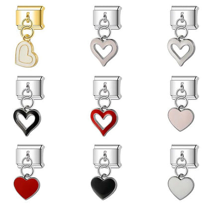 1 Piece 10*9mm Stainless Steel 202 Heart Shape Italian Charms