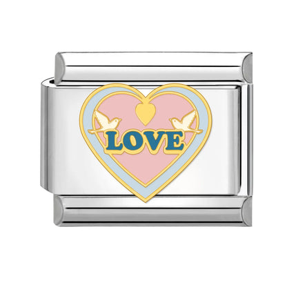 1 Piece 10*9mm Titanium Steel 18K Gold Plated Letter Heart Shape Italian Charms