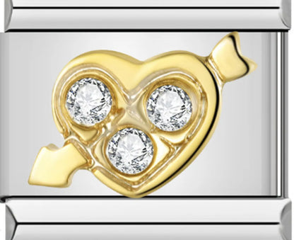 1 Piece 10*9mm Titanium Steel 18K Gold Plated Letter Heart Shape Italian Charms