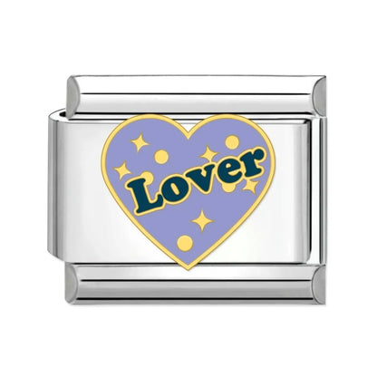 1 Piece 10*9mm Titanium Steel 18K Gold Plated Letter Heart Shape Italian Charms