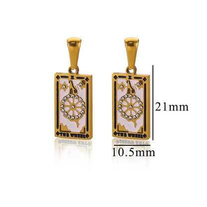 1 Piece 10.5*21mm 304 Stainless Steel Zircon Card Pendant