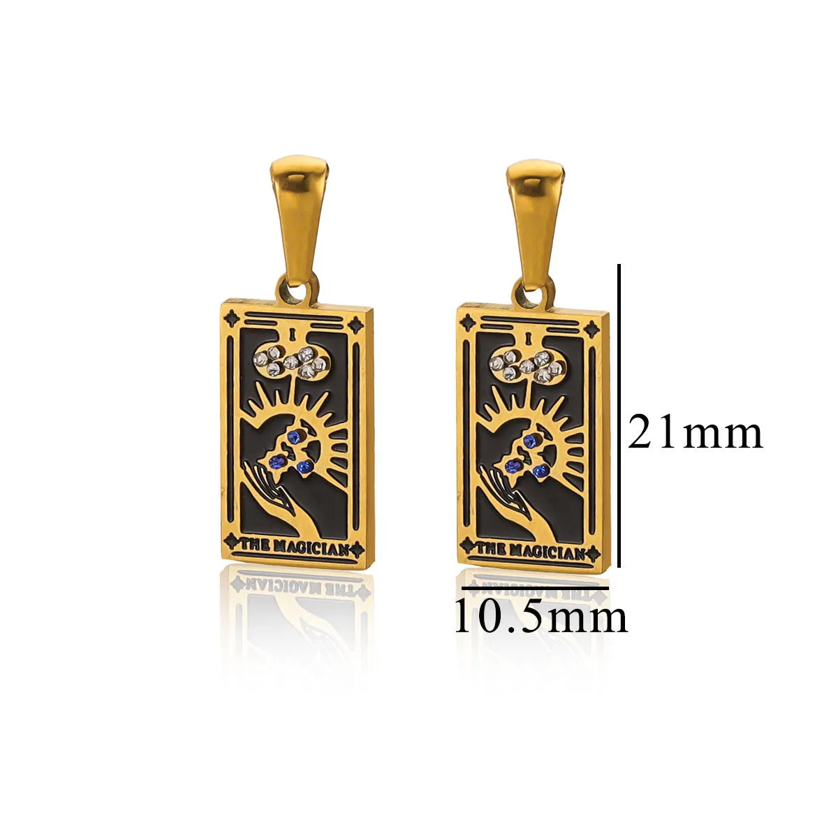 1 Piece 10.5*21mm 304 Stainless Steel Zircon Card Pendant