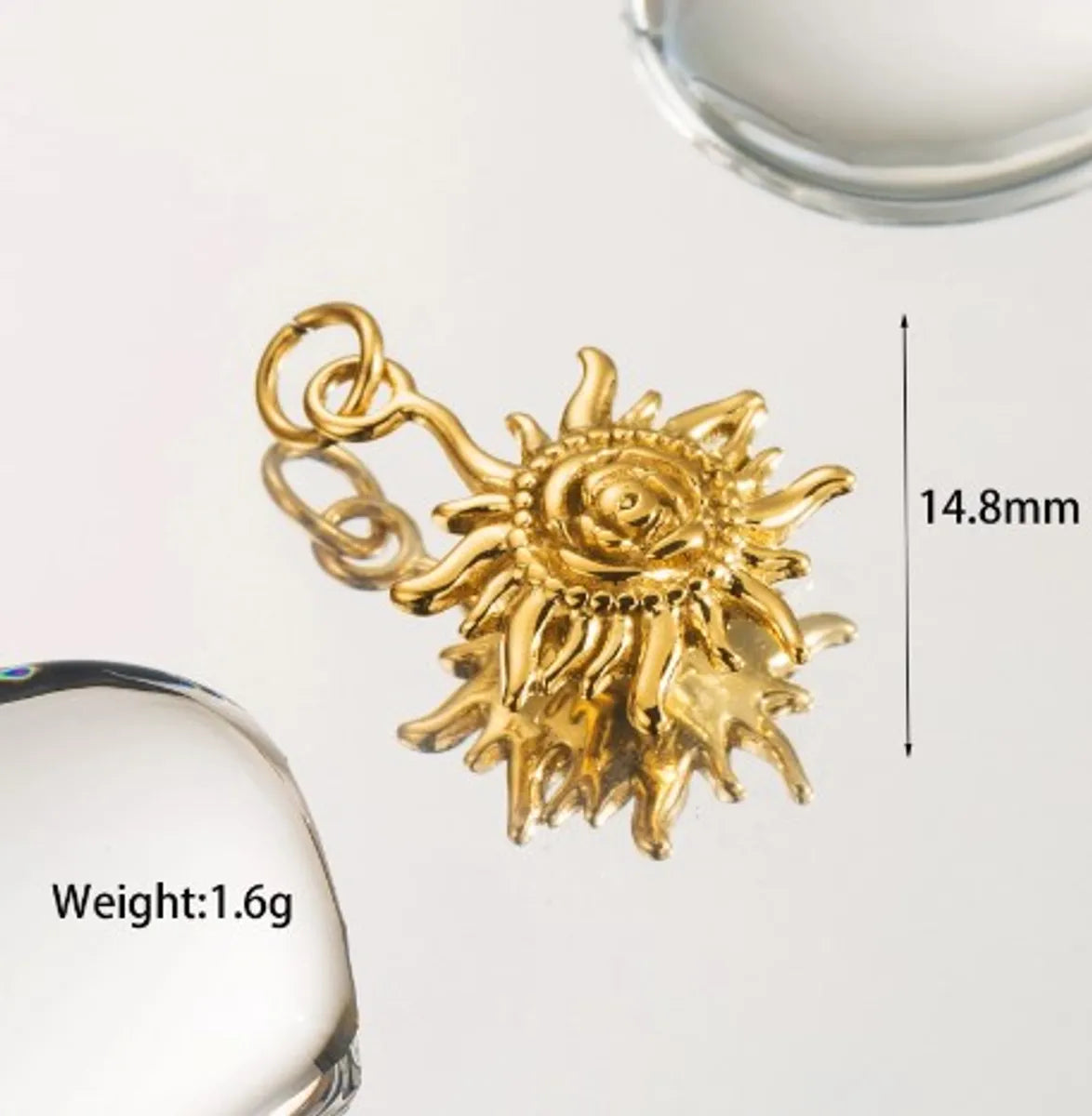 1 Piece 10.7 * Mm 15 * 30mm 14.8mm Diameter Hole 1~1.9mm Hole 4~4.9mm Stainless Steel 14K Gold Plated Human Sun Heart Shape Polished Pendant