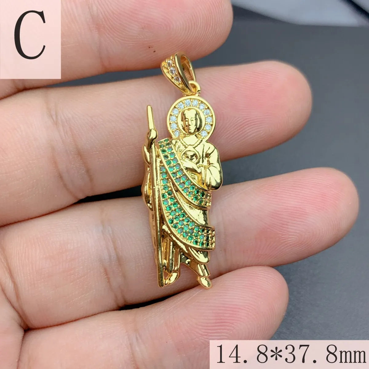 1 Piece 10.5*27.6mm 18.8*47.4mm 25*63.5mm Copper Zircon 18K Gold Plated Human Geometric Pendant