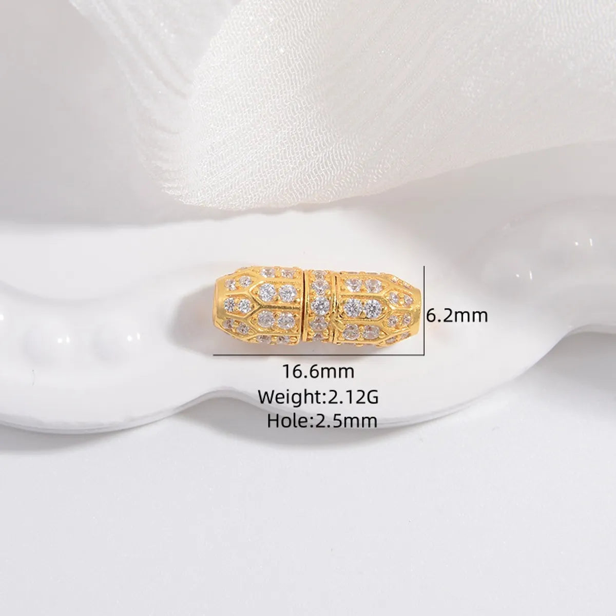 1 Piece 10.5*6mm 13.8*8.4mm 15.3*8mm Sterling Silver Zircon 22K Gold Plated Rhodium Plated Round Oval Jewelry Buckle