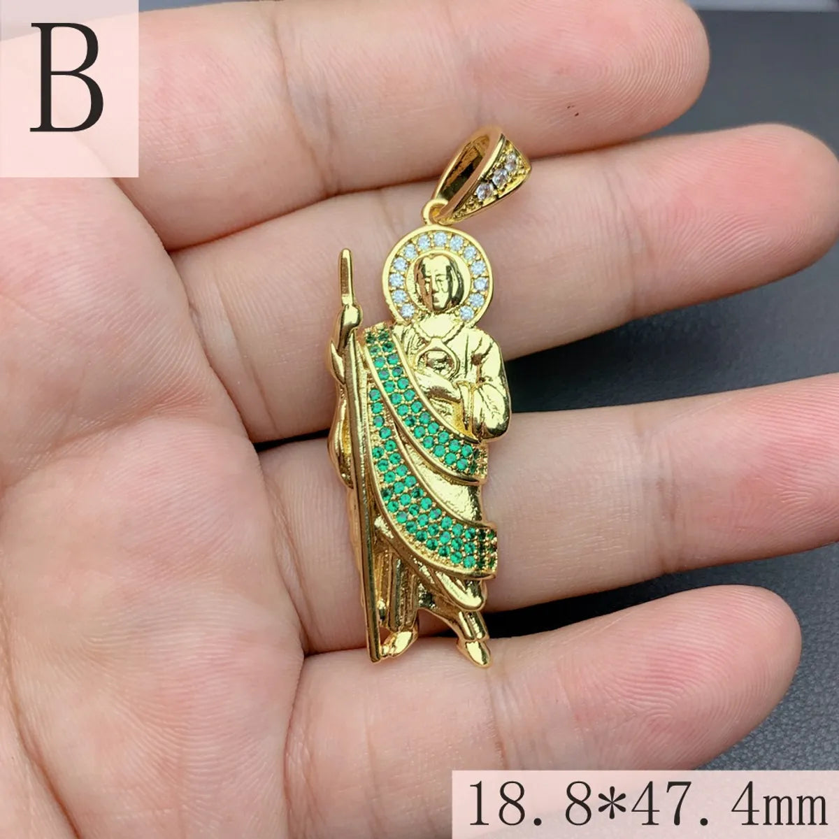 1 Piece 10.5*27.6mm 18.8*47.4mm 25*63.5mm Copper Zircon 18K Gold Plated Human Geometric Pendant